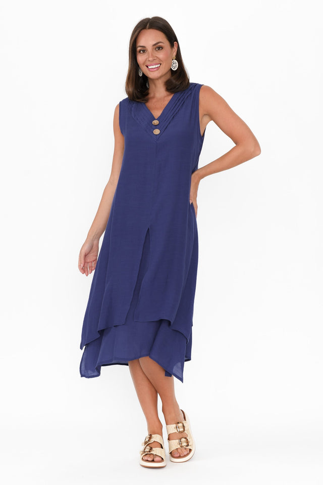 Gutha Cobalt Cotton Blend Layer Dress image 8