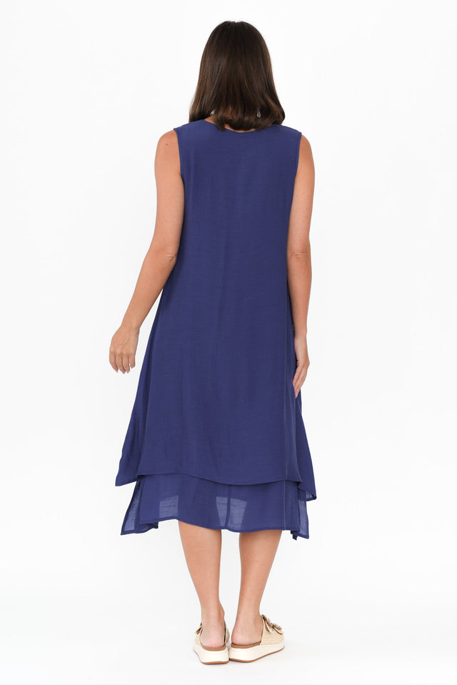 Gutha Cobalt Cotton Blend Layer Dress image 6