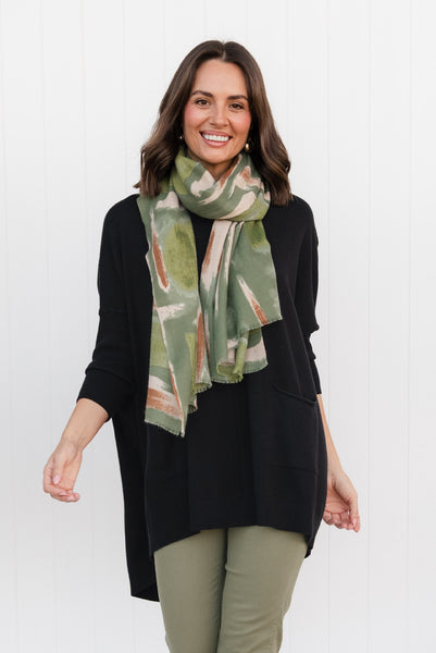 Gutha Green Abstract Scarf - Blue Bungalow NZ