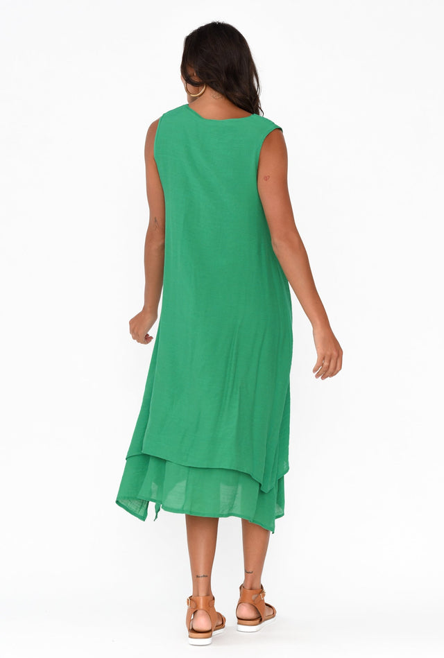 Gutha Green Cotton Blend Layer Dress