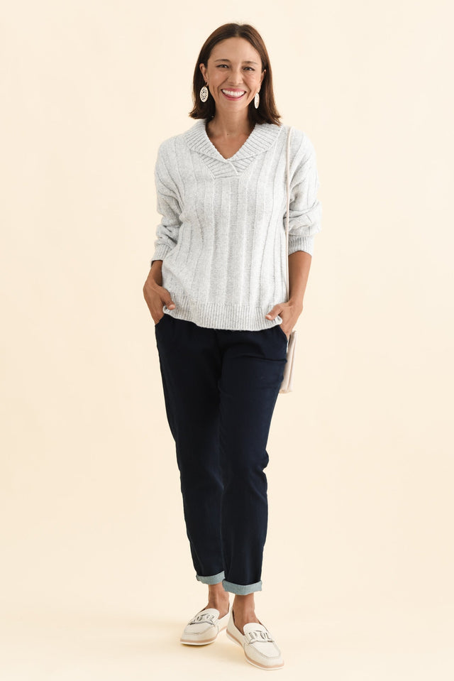 Guy Grey Collared Knit Jumper,Brunette model,alt text|model:Cara image 7