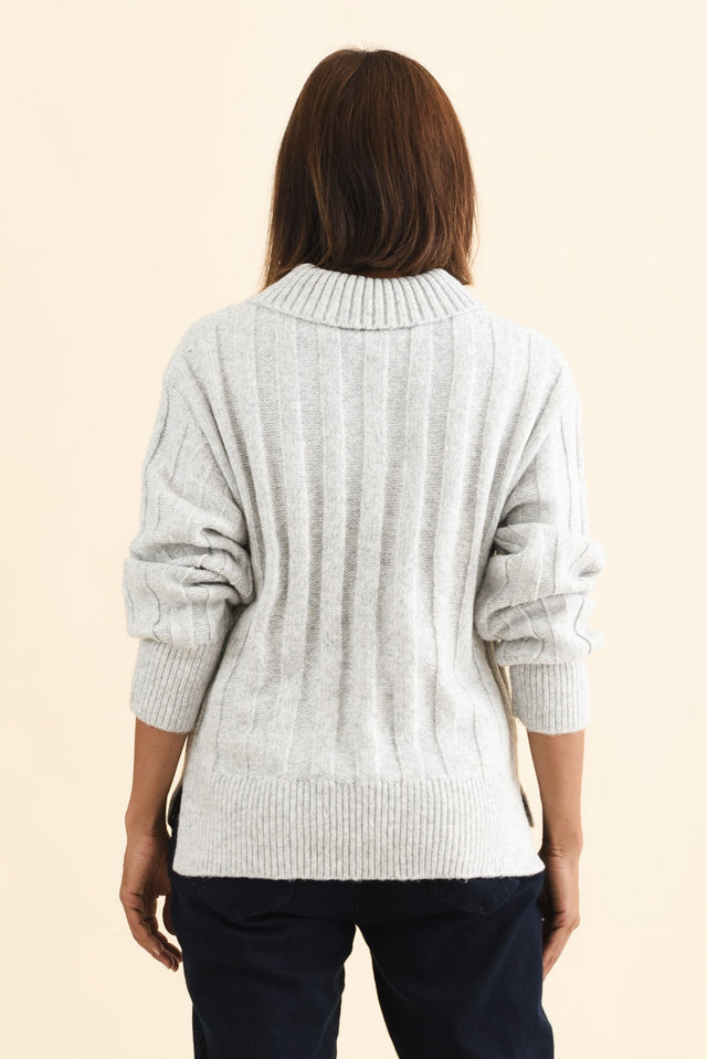 Guy Grey Collared Knit Jumper,Brunette model,alt text|model:Cara image 5