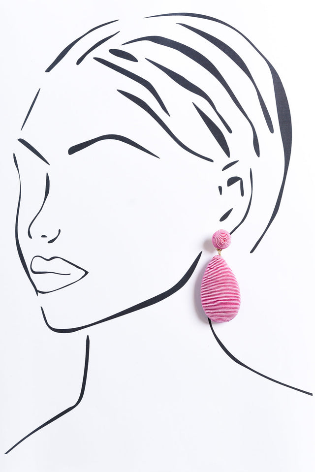 Hailey Pink Teardrop Earrings image 2