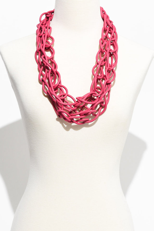 Haisley Pink Rubber Link Necklace