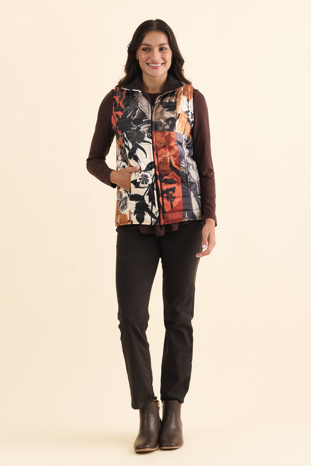 Hallen Orange Floral Puffer Vest,Brunette model,alt text|model:Brontie image 7