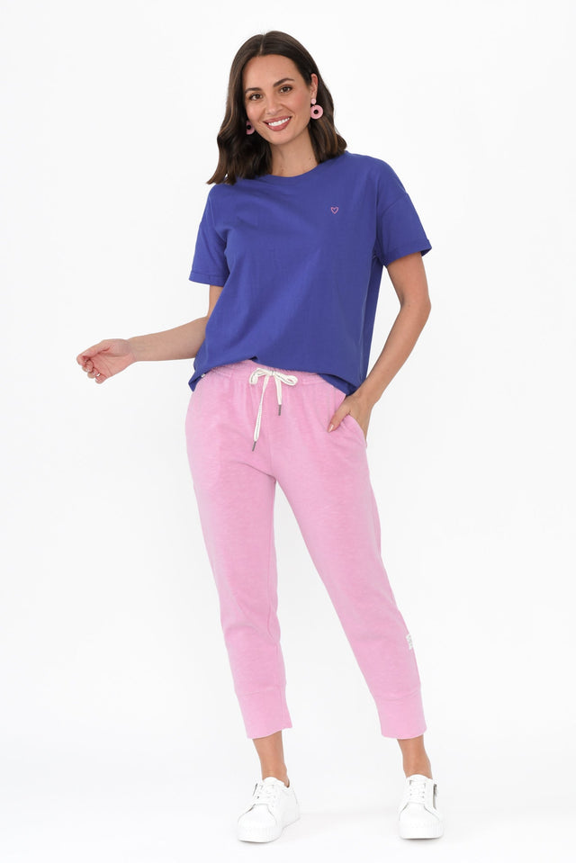 Halli Blue Cotton Tee,Brunette model,alt text|model:MJ image 7