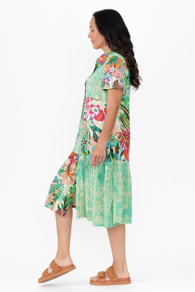 Hanalei Green Tropical Linen Blend Dress