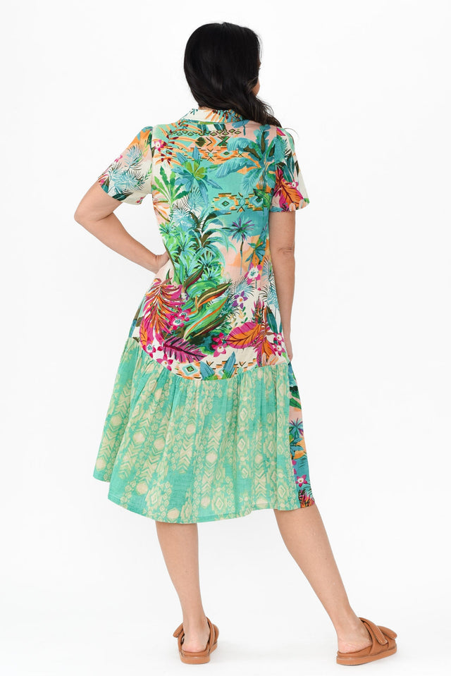 Hanalei Green Tropical Linen Blend Dress