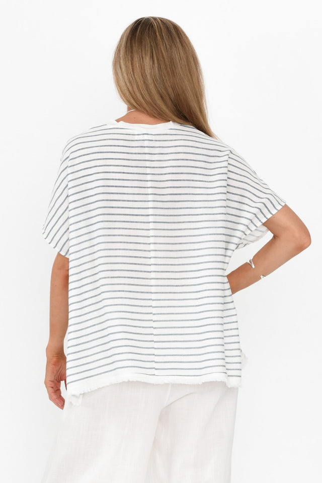 Hanley White Stripe V Neck Top image 5