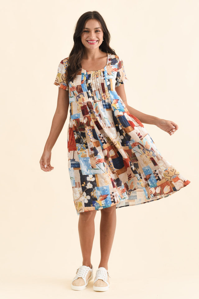 Hanoi Orange Botanical Cotton Blend Dress,Brunette model,alt text|model:Brontie image 7