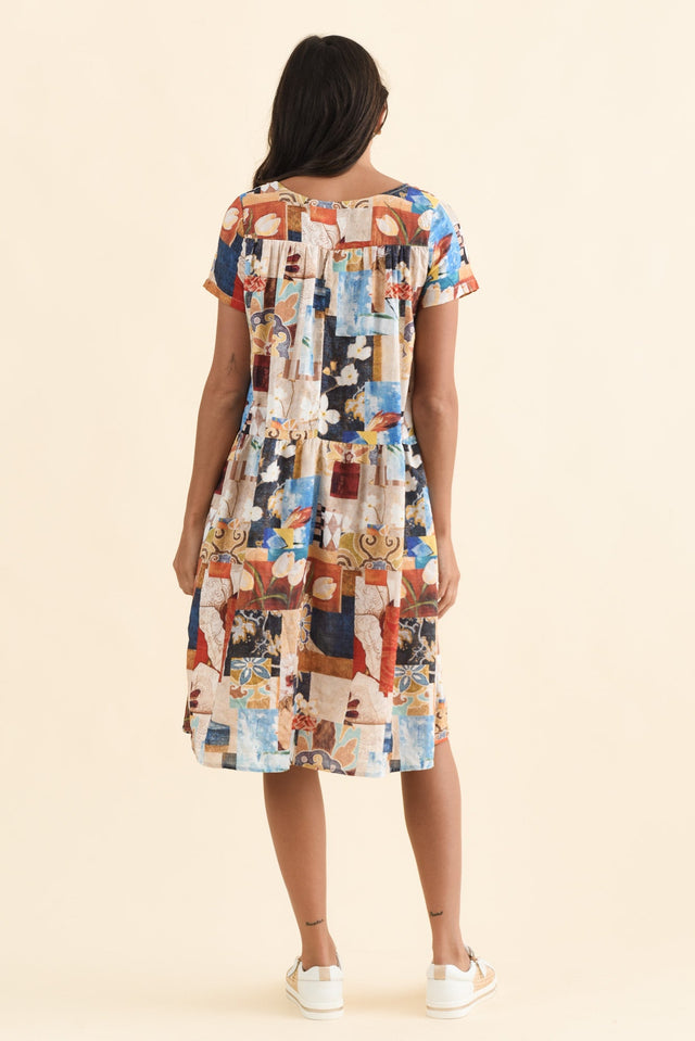 Hanoi Orange Botanical Cotton Blend Dress,Brunette model,alt text|model:Brontie image 5