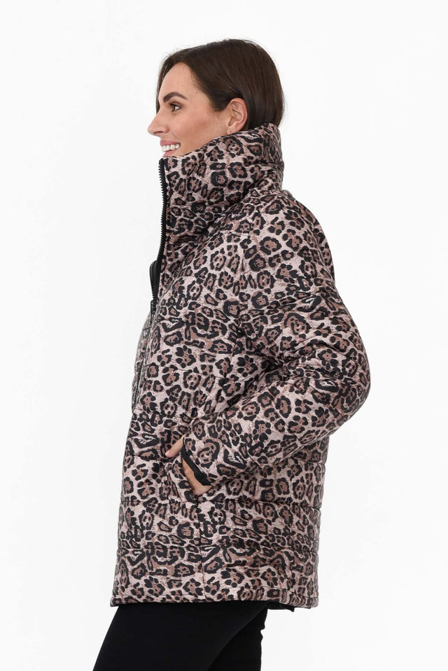 Hansel Brown Leopard Reversible Puffer Jacket image 5