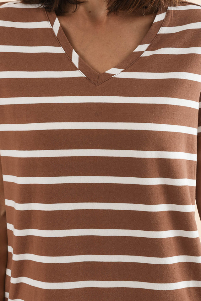 Harley Chocolate Stripe Cotton Tee Dress,Detail,Brunette model,alt text|model:Cara image 5