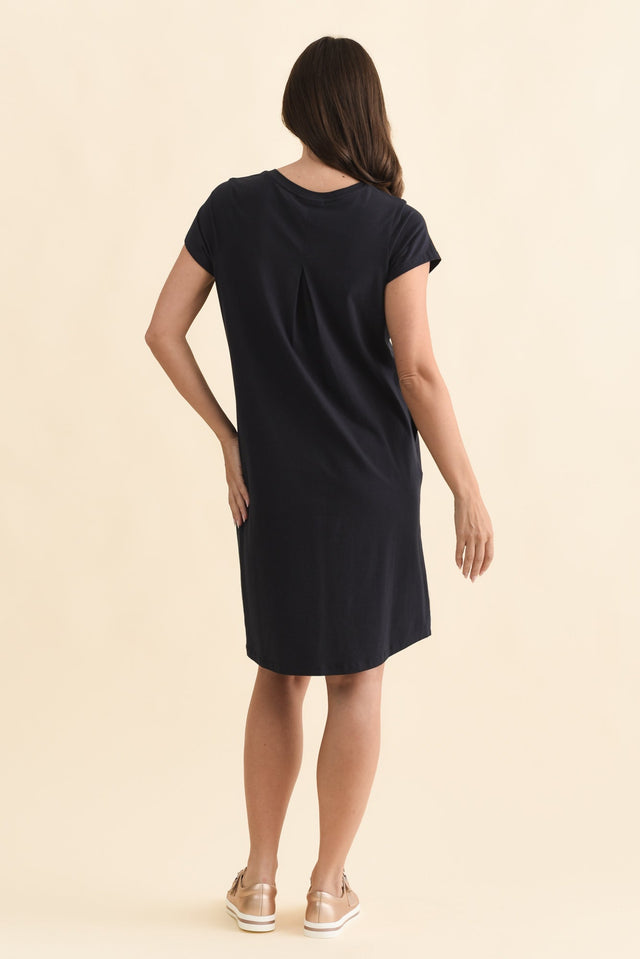 Harley Navy Cotton Tee Dress,Brunette model,alt text|model:MJ image 5