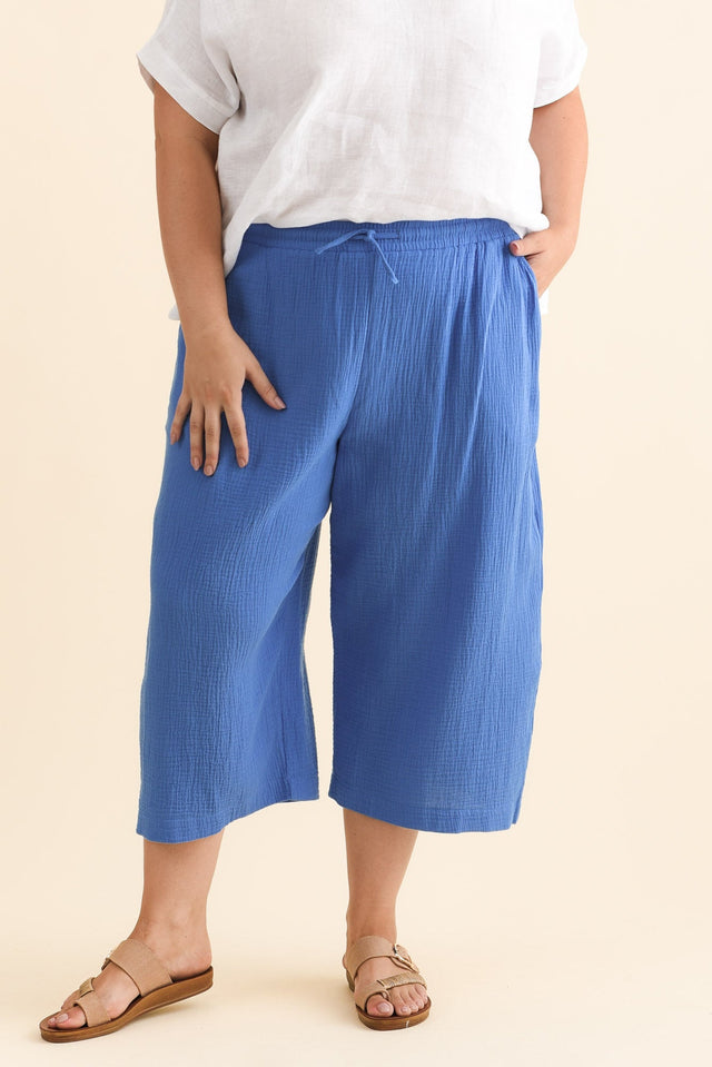 Harvey Cobalt Cotton Cheesecloth Cropped Pants,Brunette model,plus-size,curve-bottoms,plus-size-Pants,alt text|model:Gabby image 9