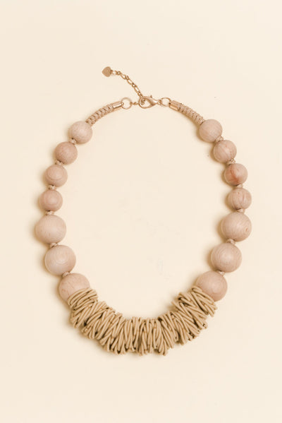 Hayden Natural Wooden Beaded Necklace