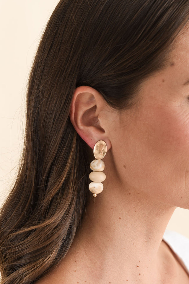 Hazel Taupe Stone Drop Earrings image 2