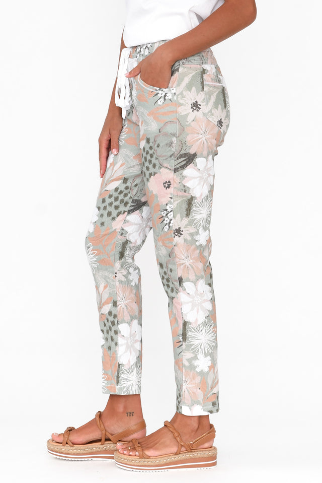Hedda Khaki Floral Drawstring Pants