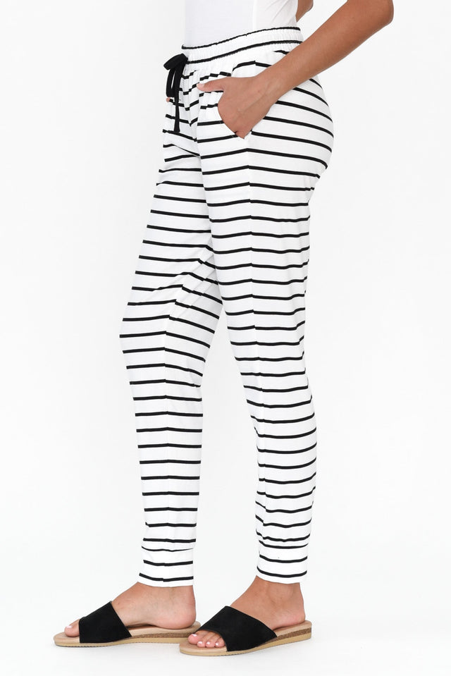 Heidi Black Stripe Cuffed Jogger Pants