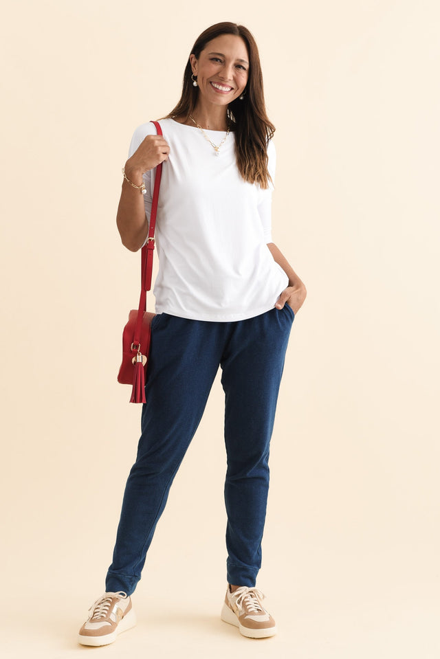 Heidi Indigo Cuffed Jogger Pants,Brunette model,alt text|model:Cara image 3