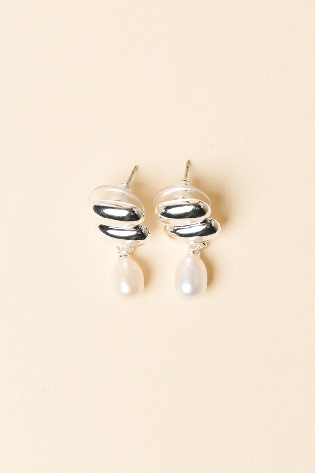 Heidi Silver Pearl Drop Earrings image 1