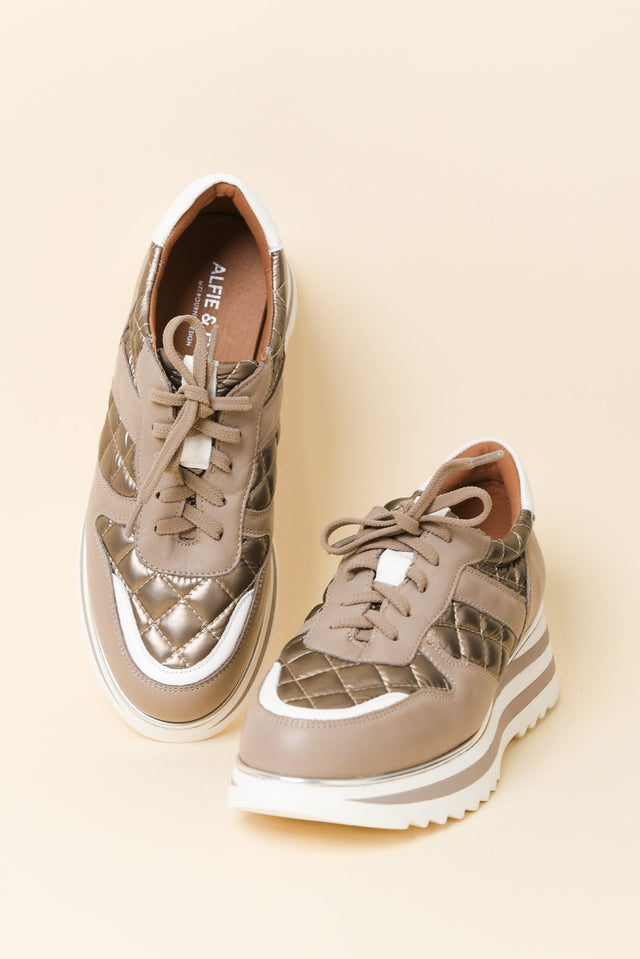 Helena Grey Leather Platform Sneaker