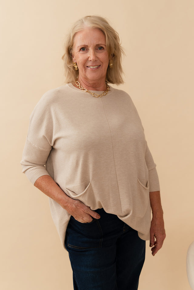 Helsinki Beige Knit Pocket Jumper,loved-in-real-life
