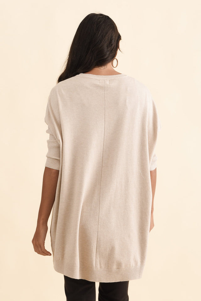 Helsinki Beige Knit Pocket Jumper,Brunette model,alt text|model:Brontie image 6