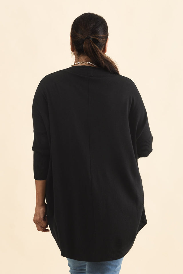 Helsinki Black Knit Pocket Jumper,Brunette model,alt text|model:Pilita image 12