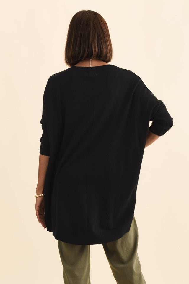 Helsinki Black Knit Pocket Jumper,Brunette model,alt text|model:Cara image 6