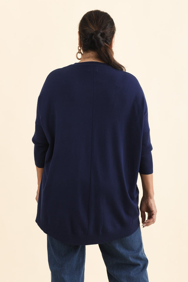 Helsinki Navy Knit Pocket Jumper,Brunette model,alt text|model:Pilita image 12