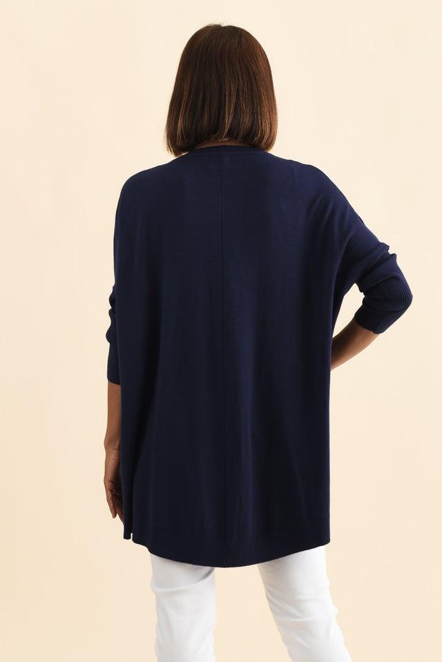Helsinki Navy Knit Pocket Jumper,Brunette model,alt text|model:Cara image 6