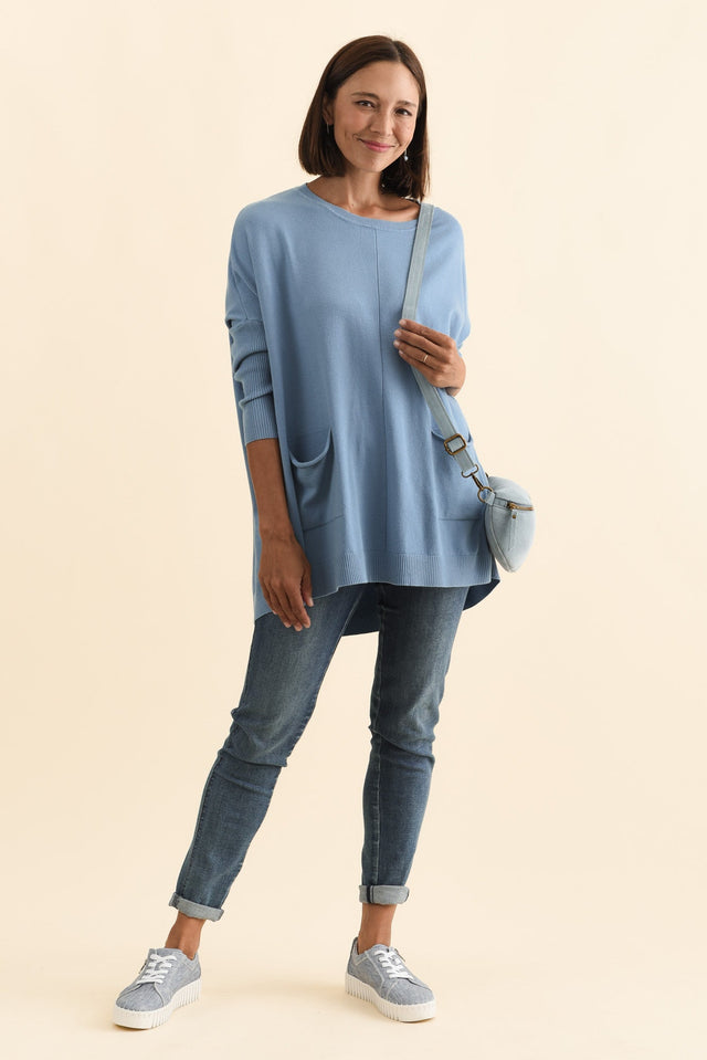 Helsinki Blue Knit Pocket Jumper banner image