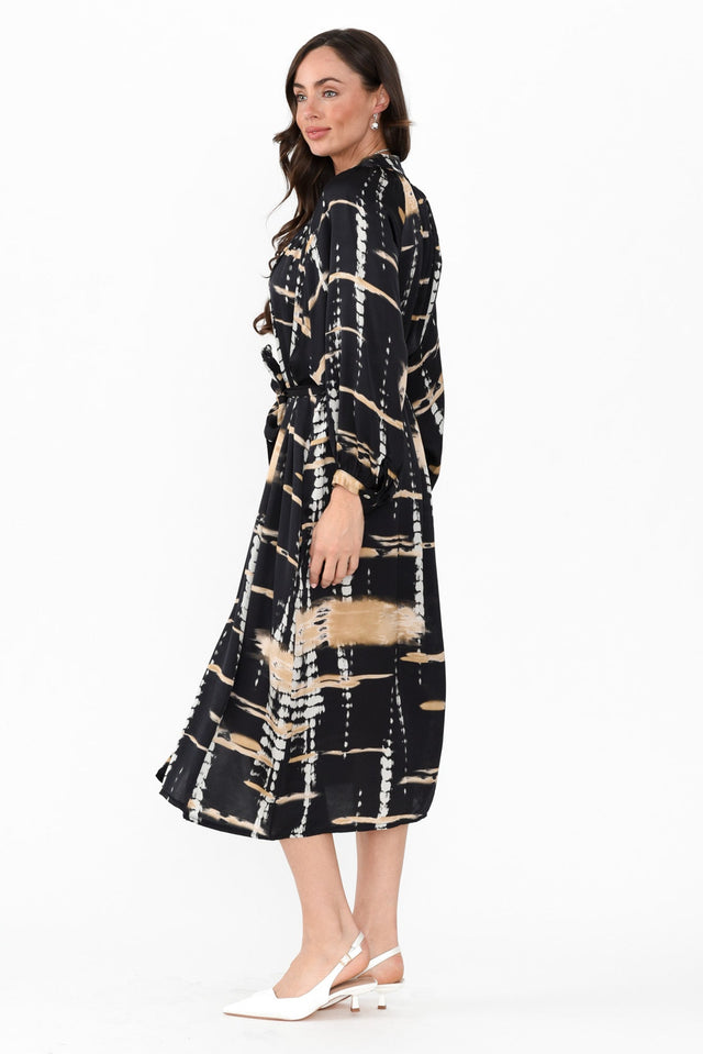 Hills Black Abstract Silk Blend Dress