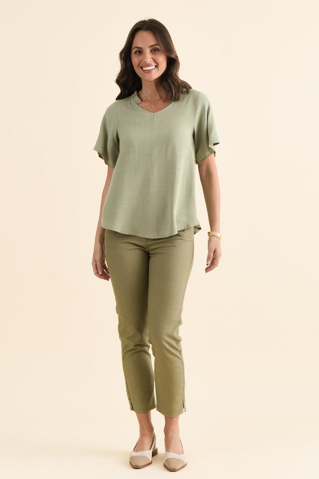Hina Sage Frill Collar Top,brunette model,Full Outfit,alt text|model:MJ image 6