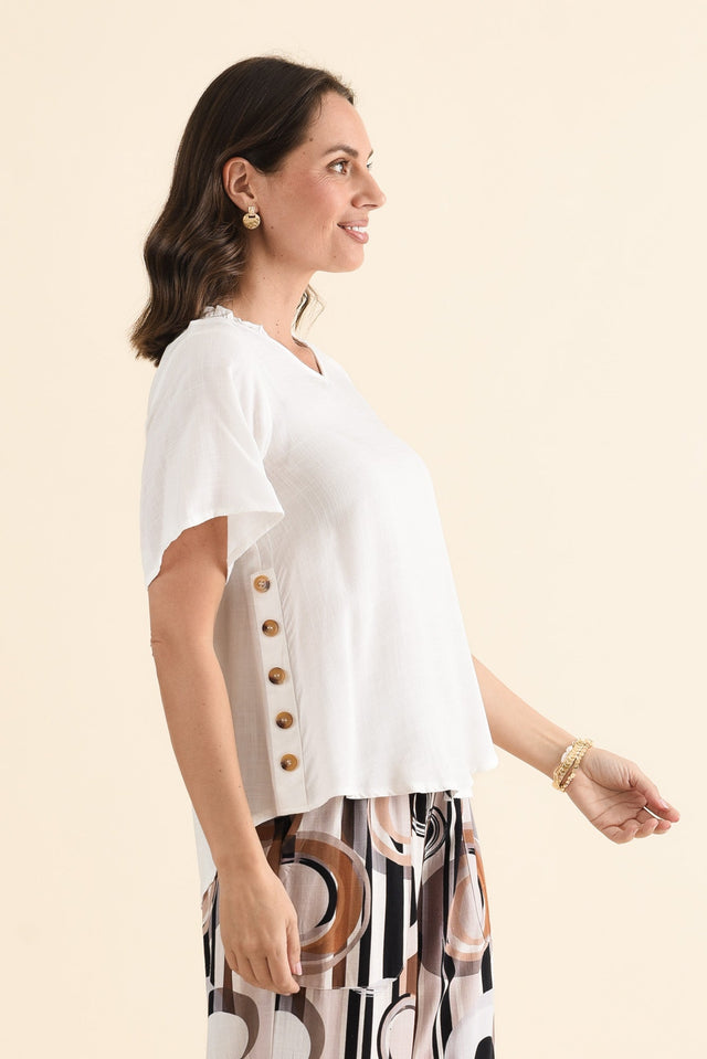 Hina White Frill Collar Top,brunette model,Side of Outfit,alt text|model:MJ image 3