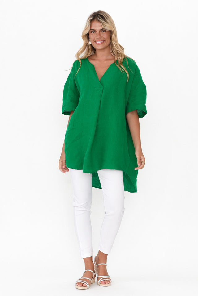 Holland Green Linen V Neck Tunic image 7