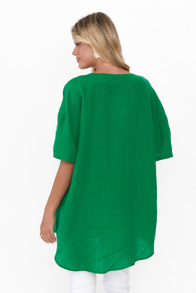 Holland Green Linen V Neck Tunic image 6