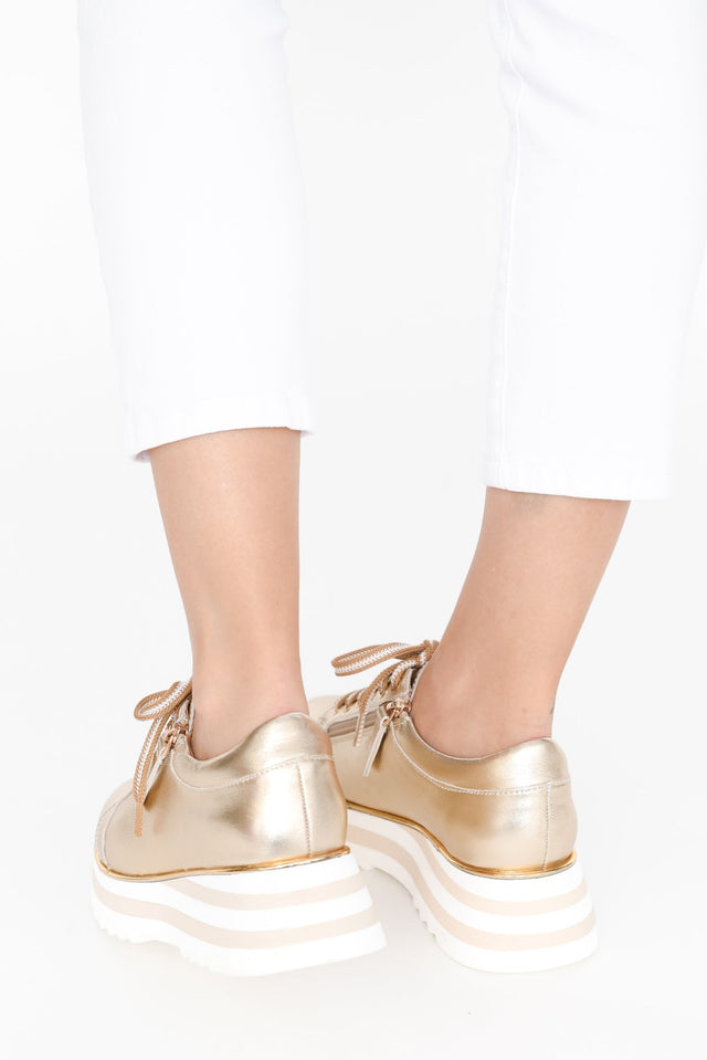 Hosting Gold Leather Platform Sneaker