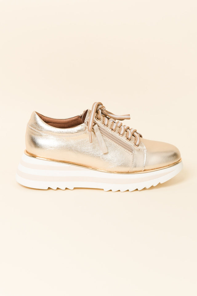 Hosting Gold Leather Platform Sneaker