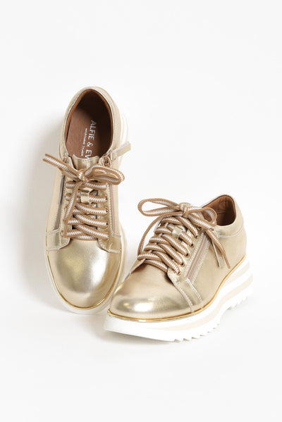 Hosting Gold Leather Platform Sneaker