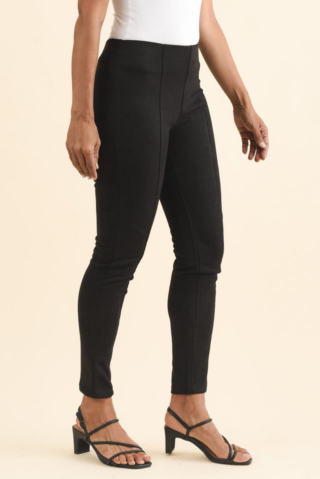 Husky Black Faux Suede Pants,Brunette model,alt text|model:Cara image 4