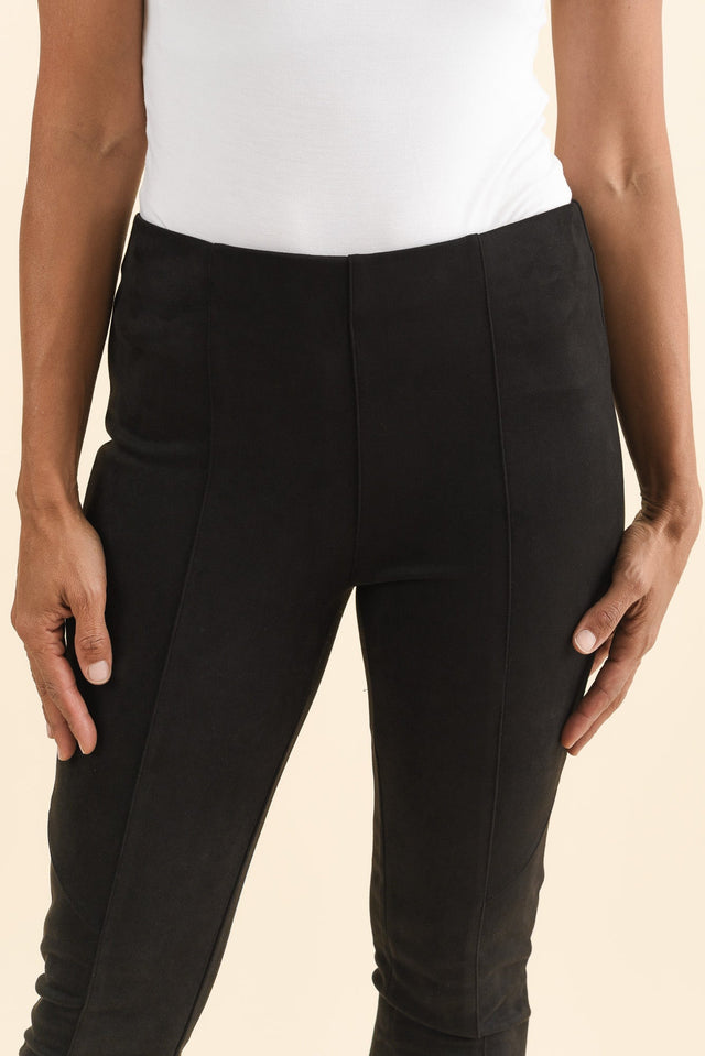 Husky Black Faux Suede Pants,Brunette model,alt text|model:Cara image 6