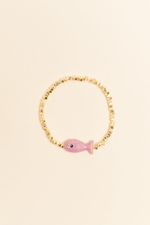 Ida Pink Fish Beaded Bracelet