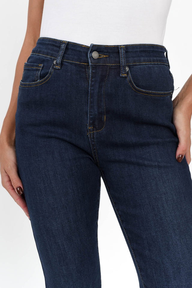Indiana Dark Denim Frayed Slim Fit Jeans