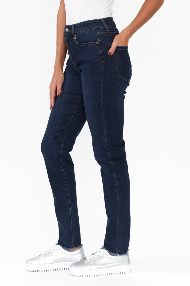 Indiana Dark Denim Frayed Slim Fit Jeans image 5
