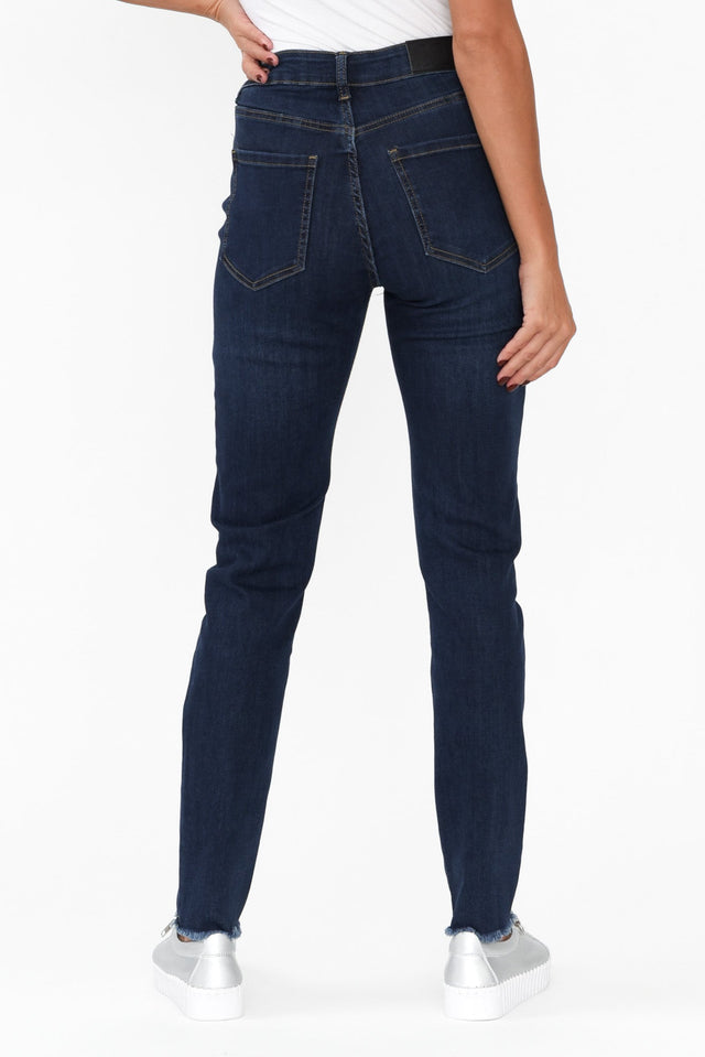 Indiana Dark Denim Frayed Slim Fit Jeans image 5