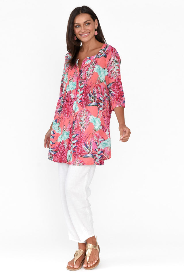Indra Pink Bloom Cotton Tunic Top image 8