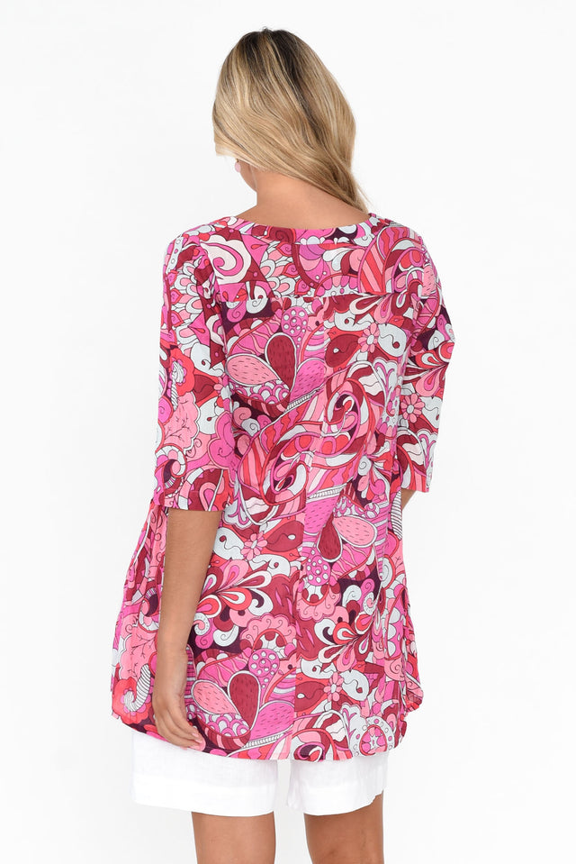 Indra Pink Paisley Cotton Tunic Top image 5