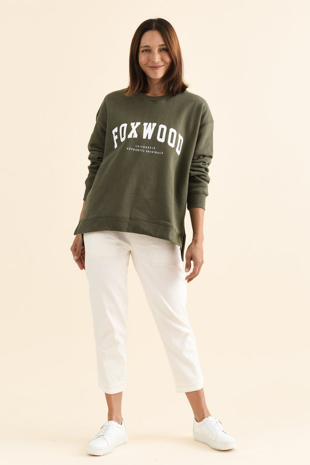 Interval Khaki Crewneck Sweatshirt,brunette model,Full Outfit,alt text|model:Cara image 6